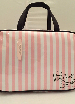 Victoria's Secret Hanging Travel Case Cosmetic Bag Pink & White 