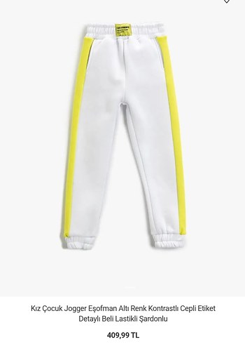Beyaz Sarı Şeritli Erkek Jogger Eşofman