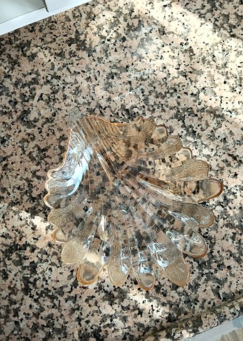 Vintage Şeffaf Bej Cam Kase - Görsel 5