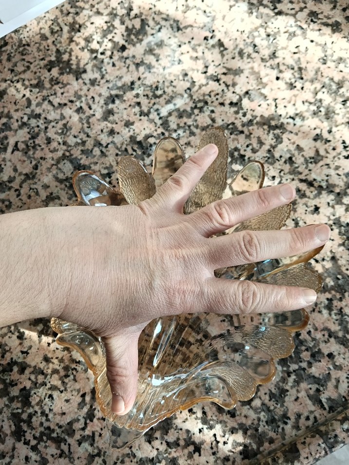 Vintage Şeffaf Bej Cam Kase - Görsel 2