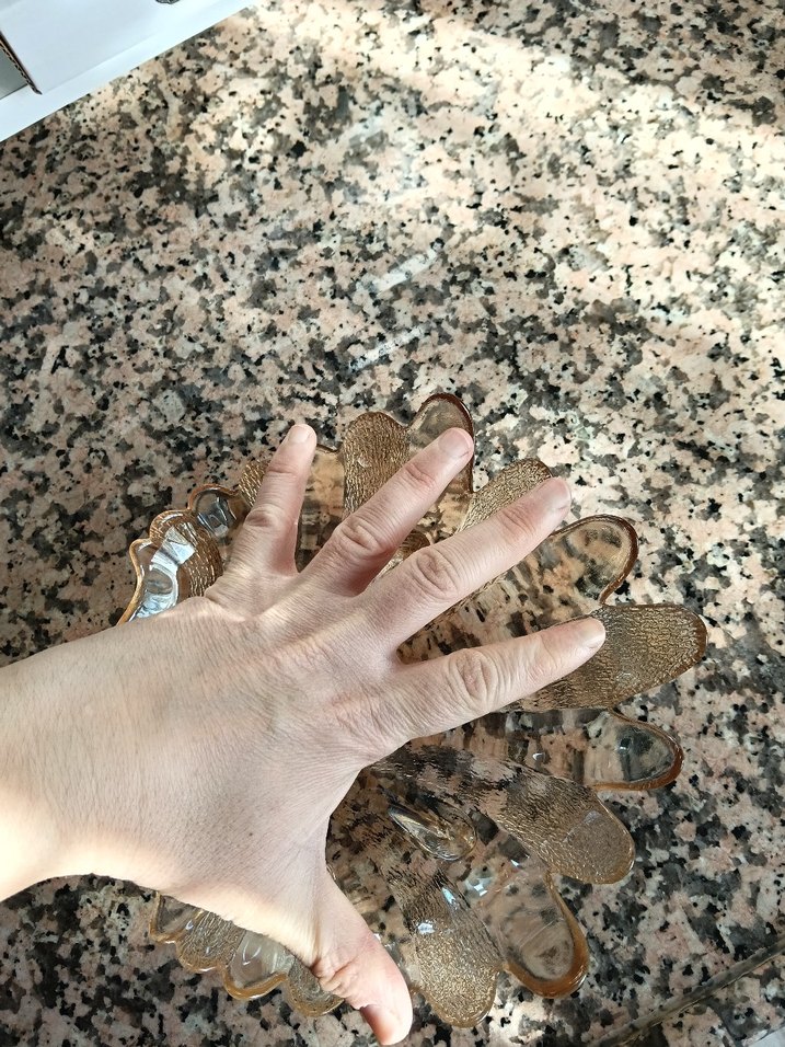 Vintage Şeffaf Bej Cam Kase - Görsel 3