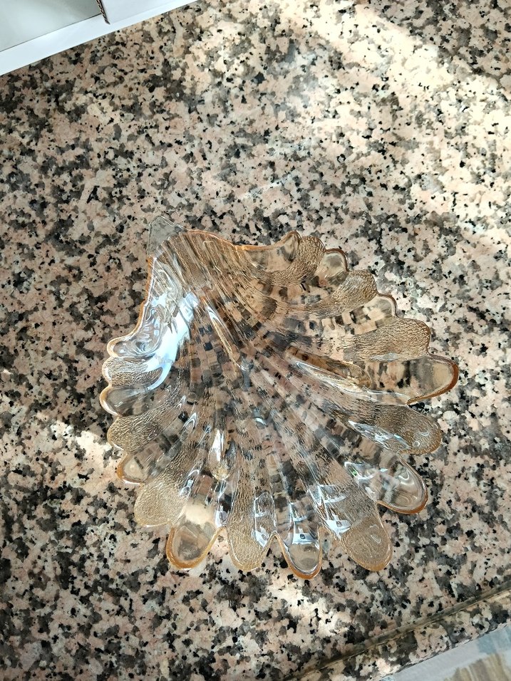 Vintage Şeffaf Bej Cam Kase - Görsel 5