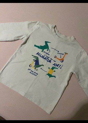 Beyaz Baskılı Erkek Çocuk Uzun Kollu Tişört