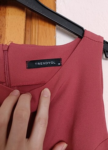 Gül kurusu rengi cepli abiye elbise - Görsel 4