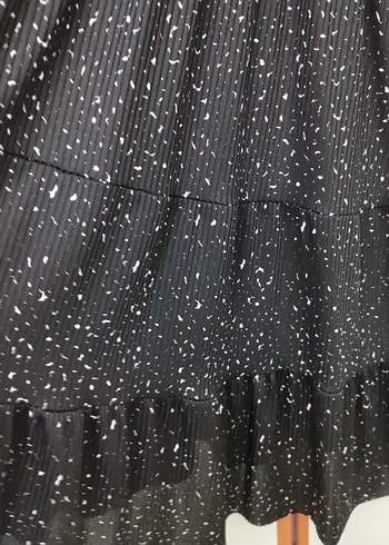 Kadın Siyah Piliseli Uzun Kollu elbise - Görsel 3