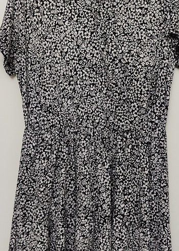 Gri siyah çiçekli elbise - Görsel 4