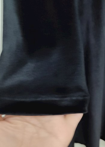 Uzun Kollu Siyah kadife elbise - Görsel 2