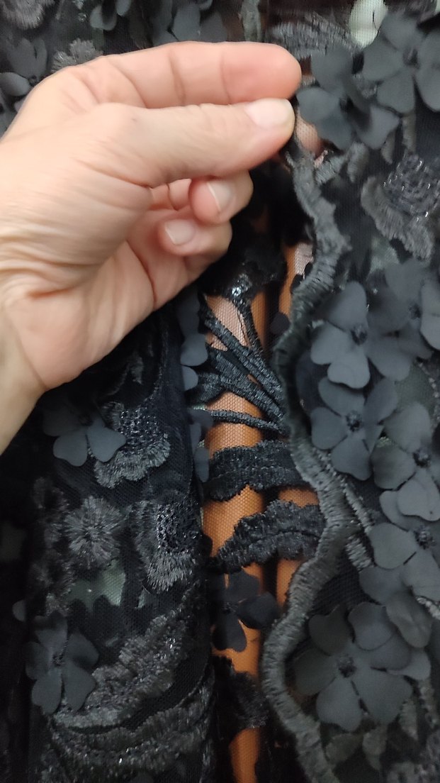 siyah 3 boyutlu dantel abiye ceket - Görsel 2