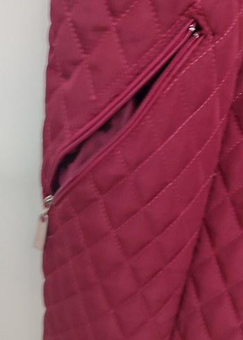 Bordo Kapitone Düğmeli Kadın Yelek - Görsel 2