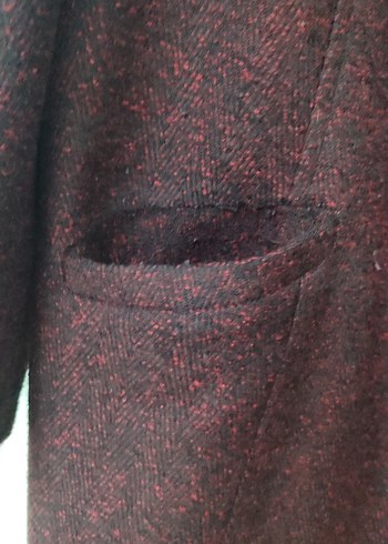 Bordo Midi  Yün Kaban - Görsel 3