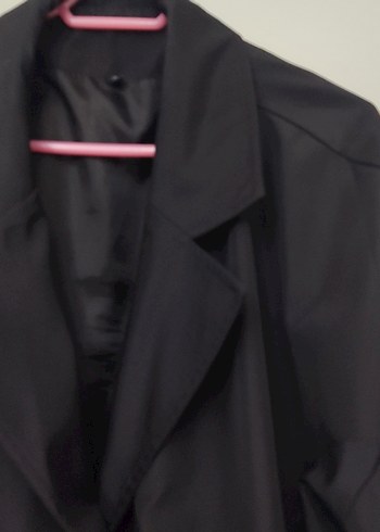 Siyah Kadın Uzun Drapeli Trençkot - Görsel 5