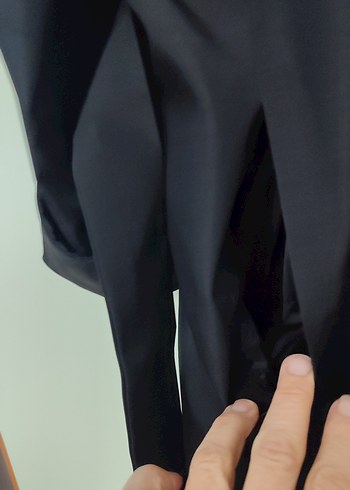 Siyah Kadın Uzun Drapeli Trençkot - Görsel 4