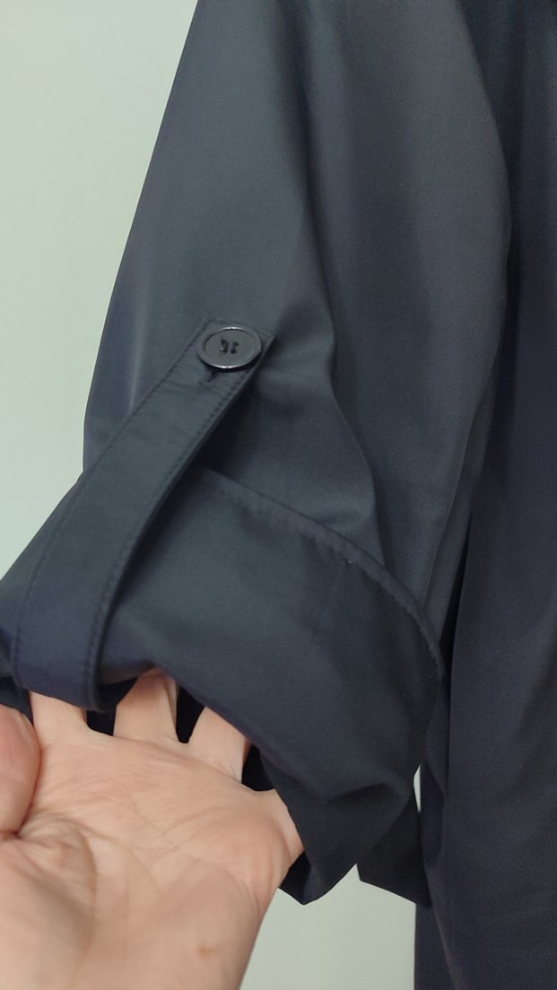 Siyah Kadın Uzun Drapeli Trençkot - Görsel 2