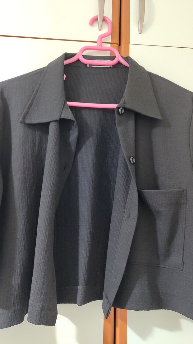 Beyaz Kısa Kollu Düğmeli Kadın crop Gömlek - Görsel 5