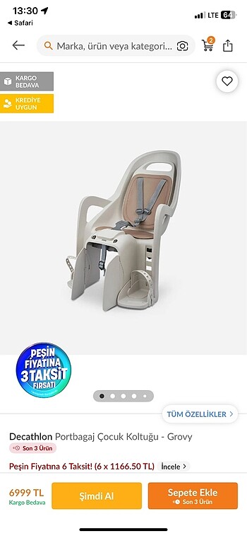 Decathlon bisiklet koltuğu
