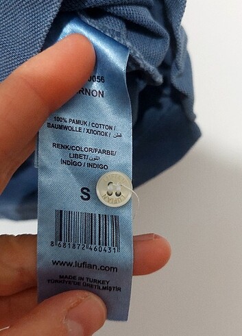 s Beden mavi Renk Lufian Erkek Polo Yaka Basic Tişört 
