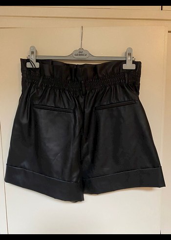 Zara Siyah Kadın Deri Şort - Görsel 3