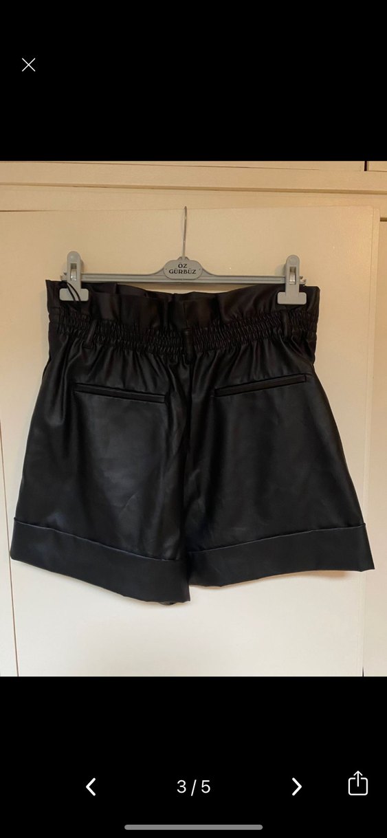 Zara Siyah Kadın Deri  Şort - Görsel 3