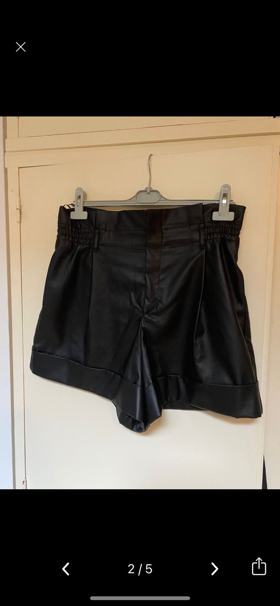 Zara Siyah Kadın Deri  Şort - Görsel 2