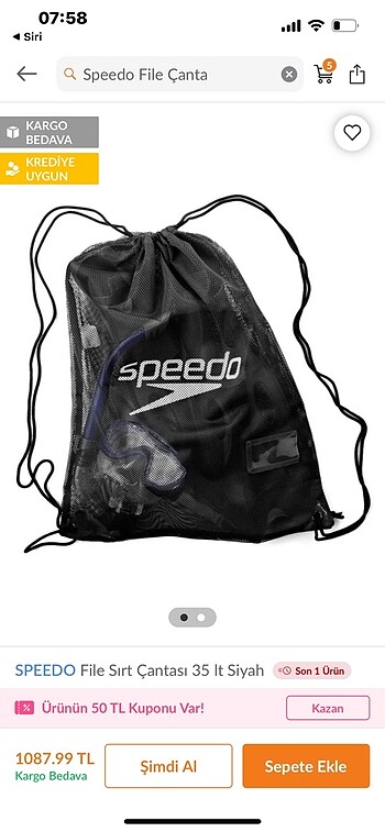 Speedo spor çanta