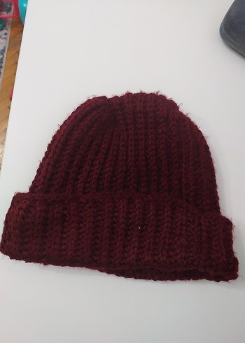 Bordo Örgü Kadın Bere - Görsel 2