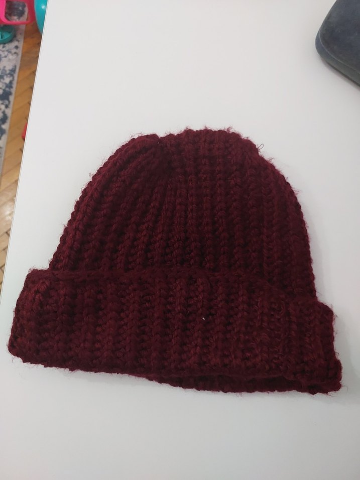 Bordo Örgü Kadın Bere - Görsel 2