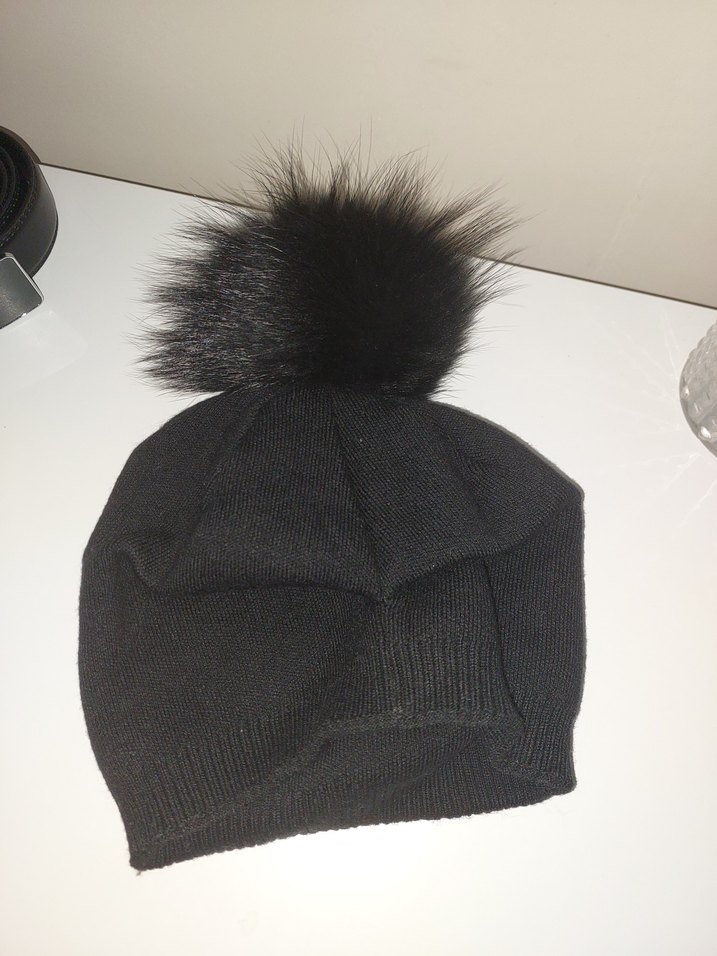 Siyah Kürklü Kadın Yün Bere - Görsel 2