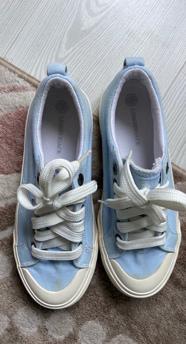 Pastel Mavi Düz Tabanlı Kadın Spor Ayakkabı - Görsel 4