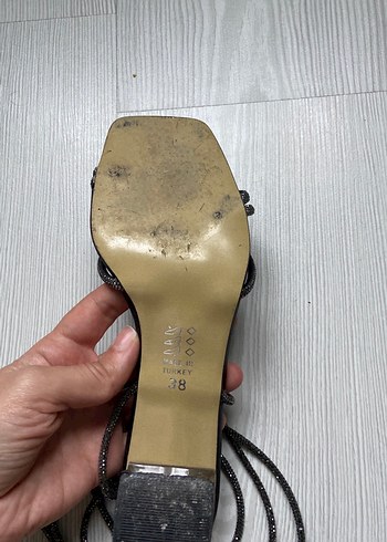 Siyah Yılan Desenli Topuklu Kadın ayakkabı - Görsel 7