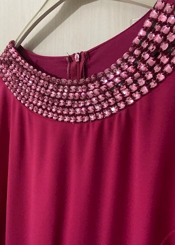 Pembe İşlemeli Uzun Kollu Kadın Elbise - Görsel 5