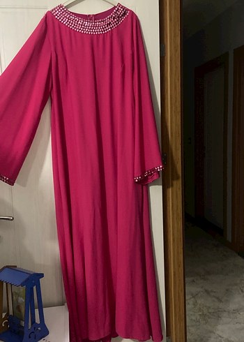 Pembe İşlemeli Uzun Kollu Kadın Elbise - Görsel 4