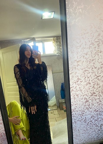 Uzun Siyah Transparan Gotik Elbise