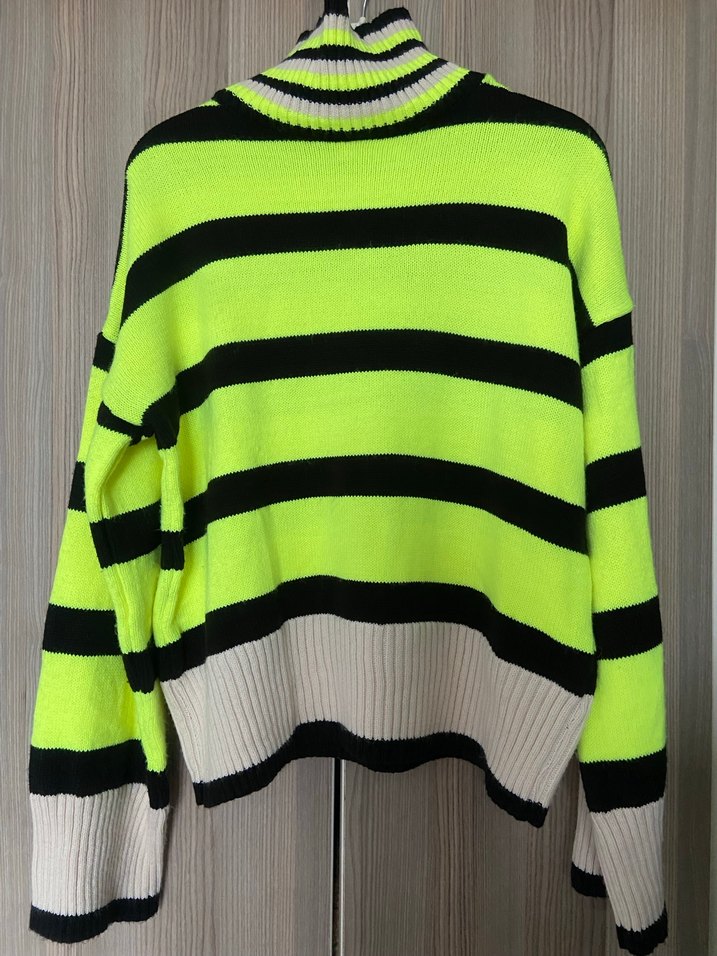 Kadın  Çizgili Boğazlı Örgü Kazak - Görsel 2