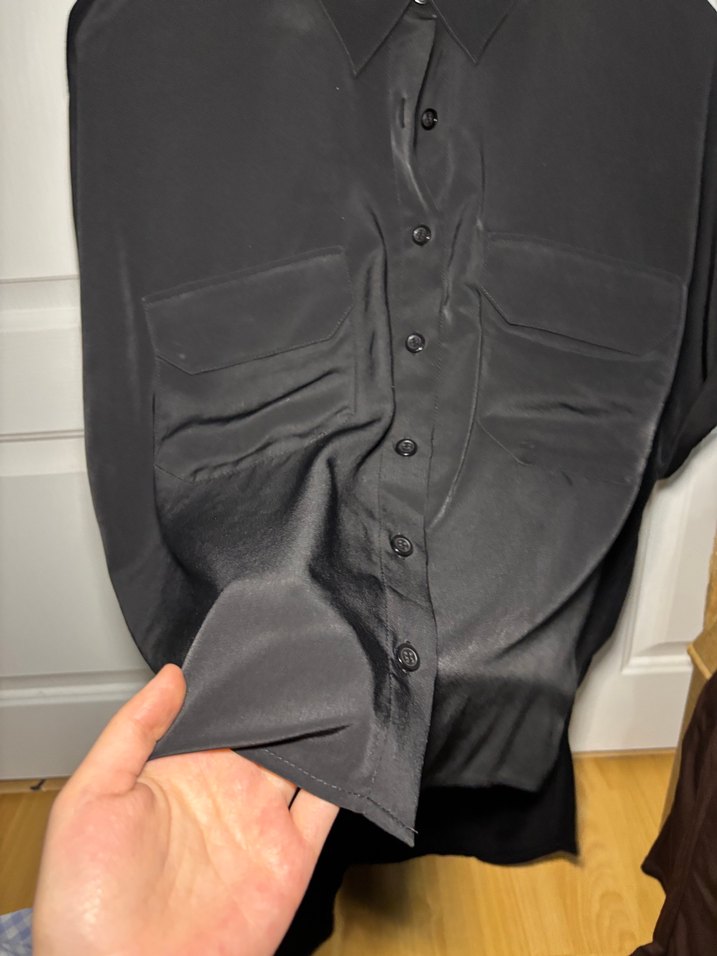 Siyah Dökümlü Kadın Gömlek Midi Boy - Görsel 2