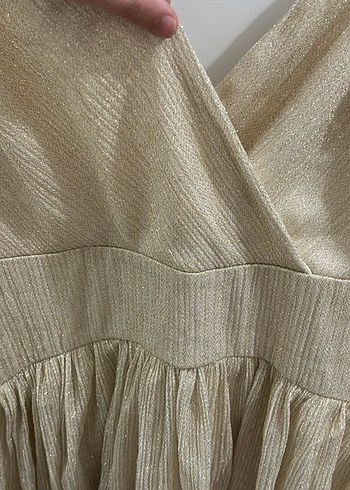 Bej Drapeli Mini Elbise - Görsel 3