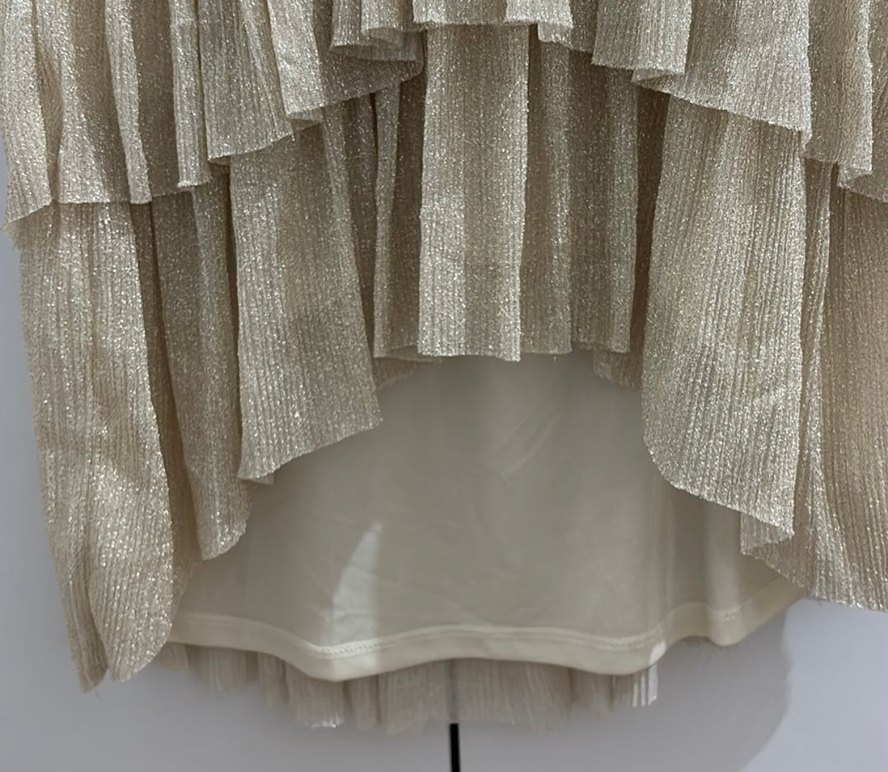 Bej Drapeli Mini Elbise - Görsel 4