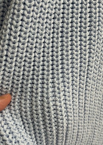 Kadın Mavi Triko Bisiklet Yaka Kazak - Görsel 3