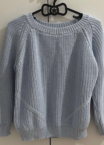 Kadın Mavi Triko Bisiklet Yaka Kazak - Görsel 2