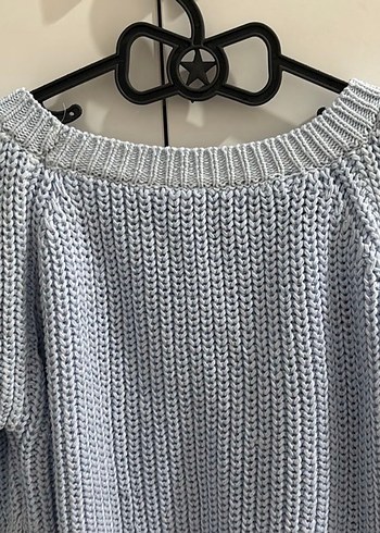 Kadın Mavi Triko Bisiklet Yaka Kazak - Görsel 5