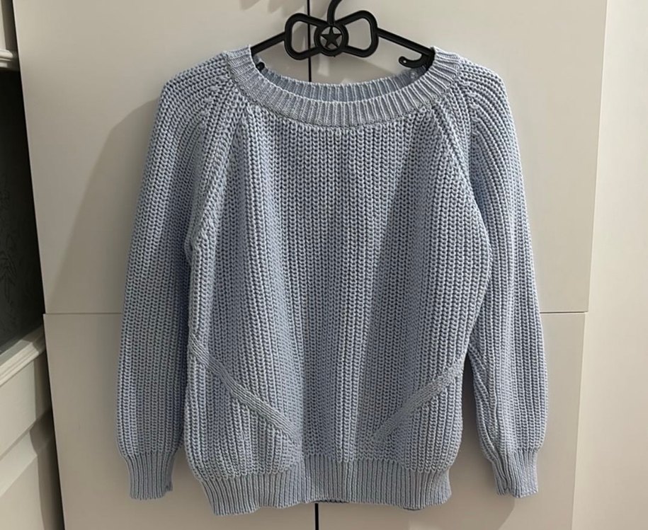 Kadın Mavi Triko Bisiklet Yaka Kazak - Görsel 2