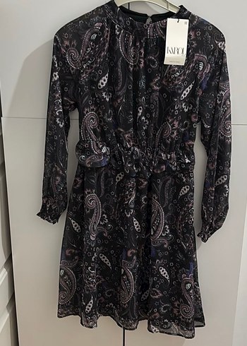 Uzun Kollu Siyah Bohem Elbise - Görsel 2