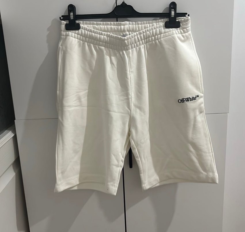 Off-White Beyaz Pamuklu Erkek Mini Şort - Görsel 2