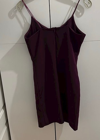 Bordo V Yakalı Midi Sleevless Elbise - Görsel 4