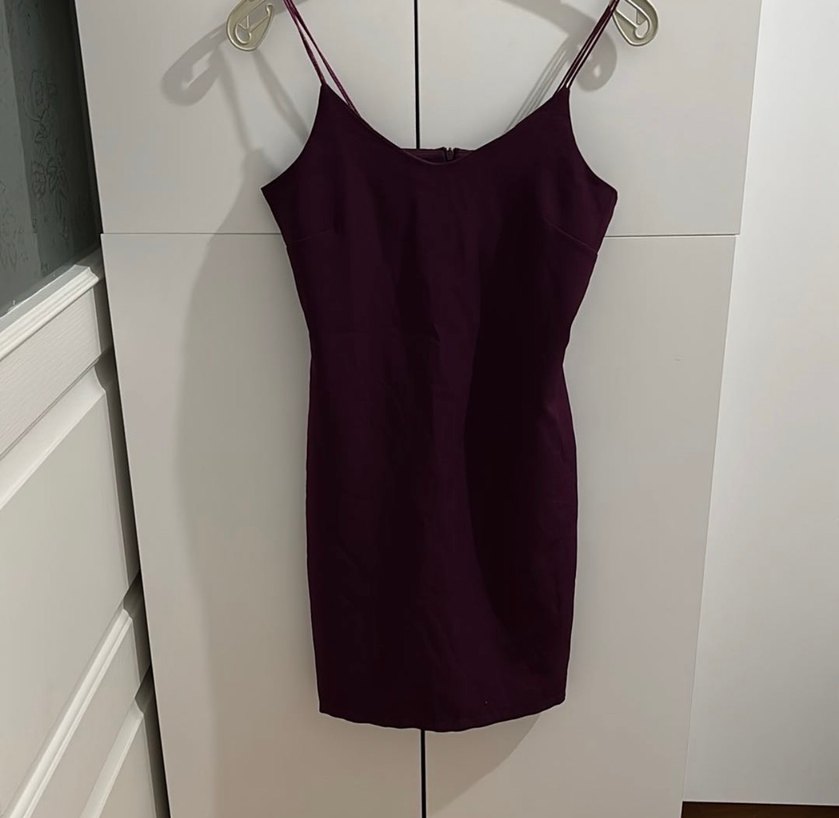 Bordo V Yakalı Midi Sleevless Elbise - Görsel 2