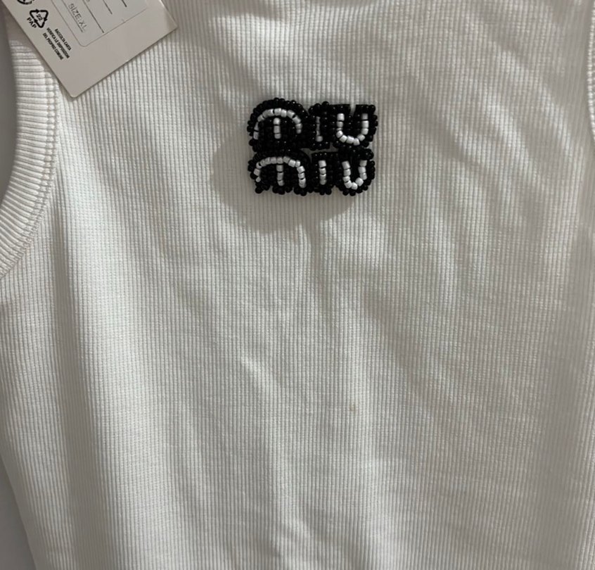 Miu miu Beyaz Kolsuz Midi Pamuk Elbise - Görsel 2