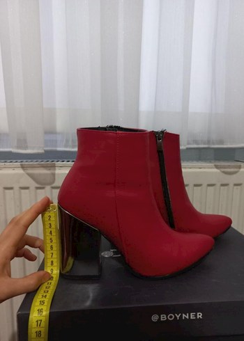 Kırmızı Rugan Stiletto Suni Deri Topuklu Kadın Bot