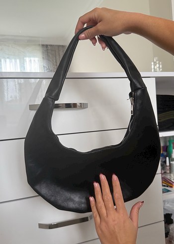 Siyah Deri Fermuarlı Kadın Çanta - Görsel 2