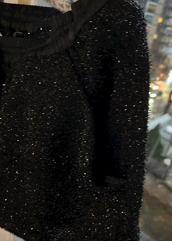 Kadın Parlak Simli Siyah Mini Şort - Görsel 7