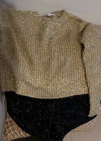 Kadın Parlak Simli Siyah Mini Şort - Görsel 5