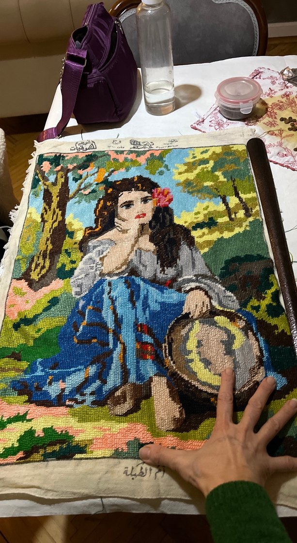 Kadın Figürlü El İşlemesi goblen el işlemesi - Görsel 3